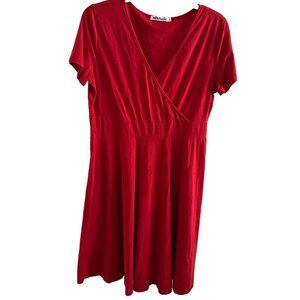 MS Basics Vneck Red Dress Size L